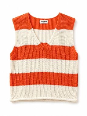 mittoshop Red and White Striped Knit Sleeveless Sweater Vest